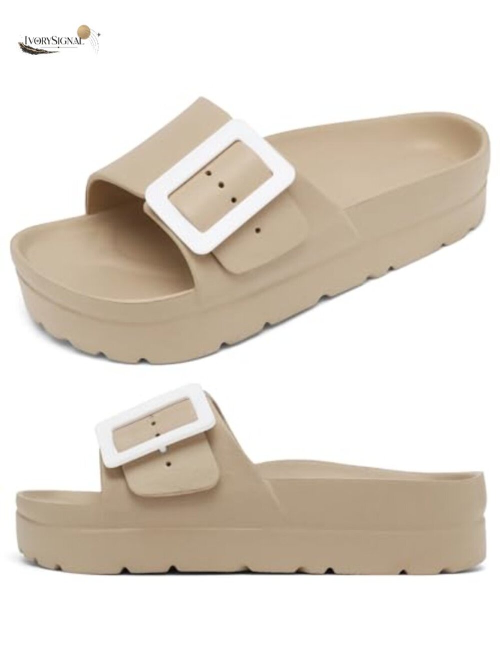 Women's Platform Sandals with Arch Support, Adjustable Buckle EVA Slide Sandals